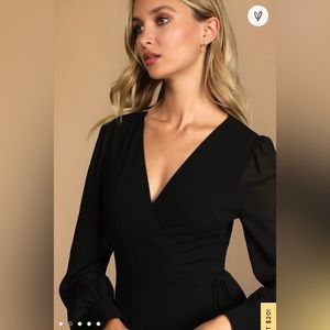 My Whole heart black long sleeve wrap dress